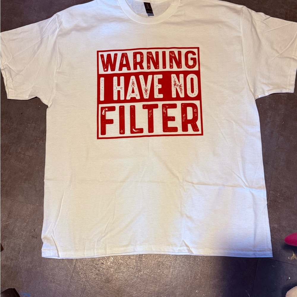 White Graphic Tee with Red Print